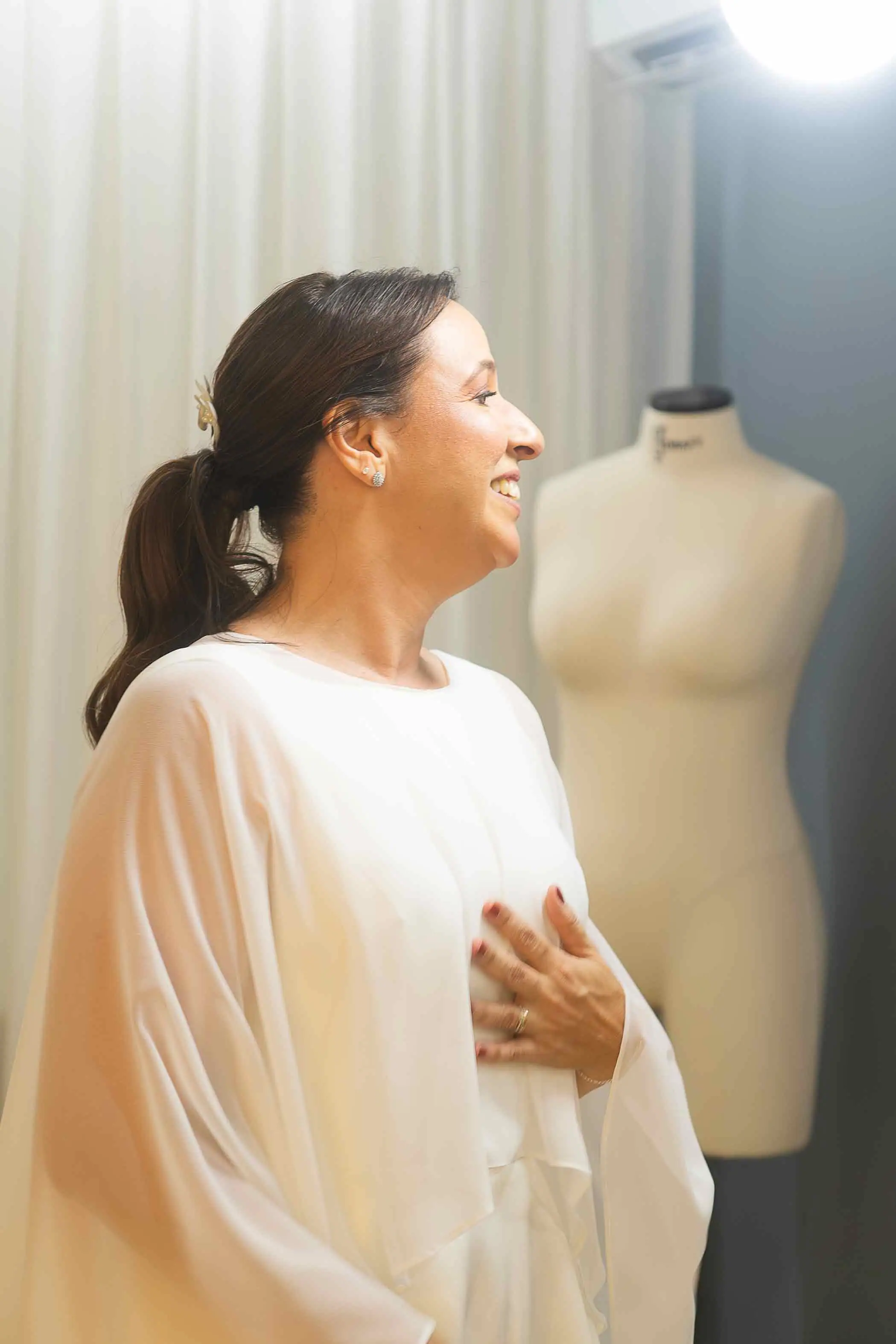 Sandra — detalhe do vestido na prova final